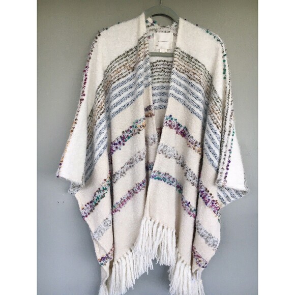 Anthropologie Fringe Kimono Cardigan Sweater OS Open Front Shunky Oversize Boho - Picture 3 of 16